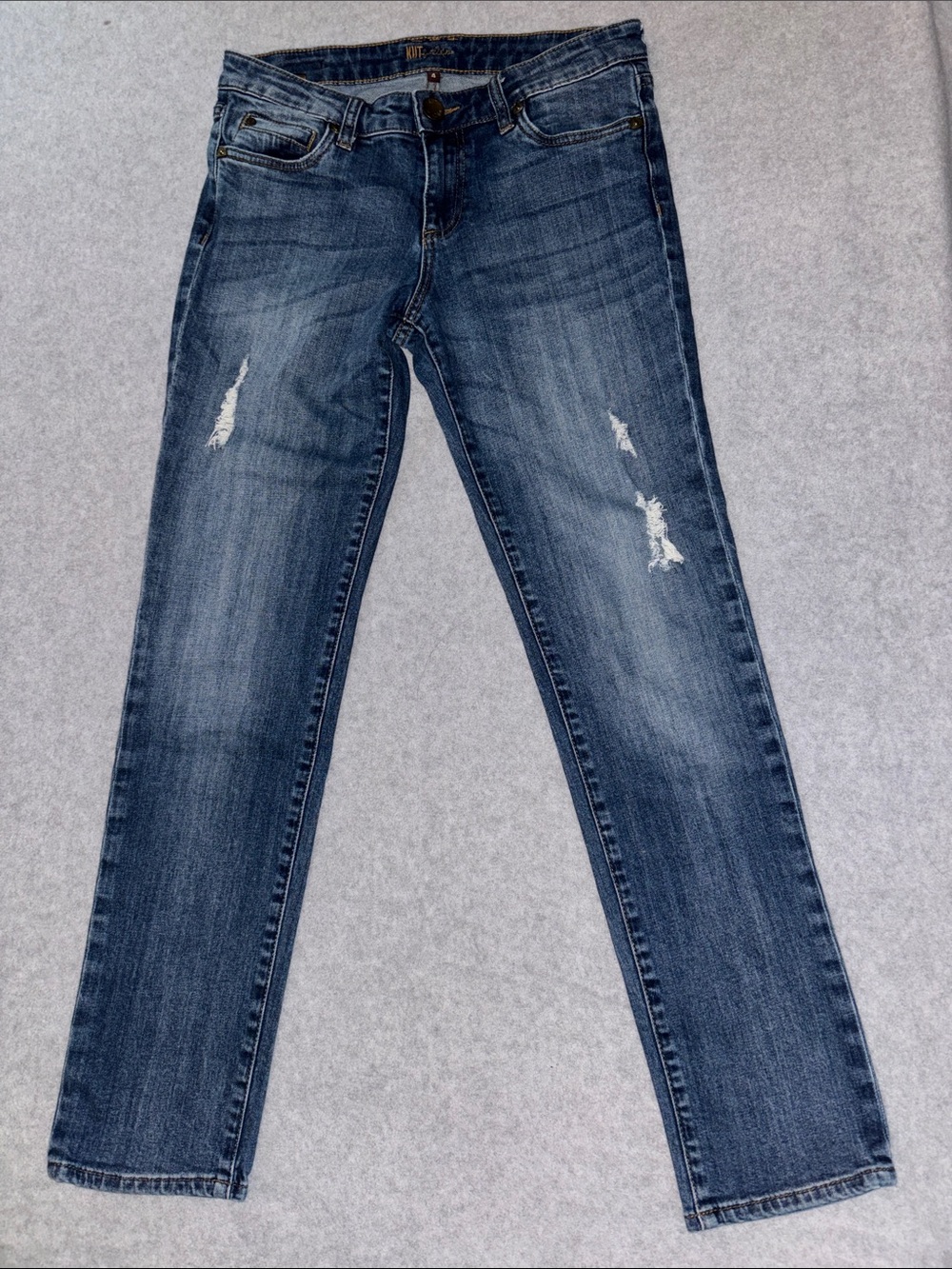 Kut from the Kloth Distressed Dark Blue Skinny Jeans